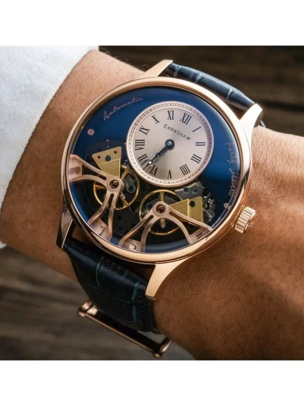 NWT Thomas Earnshaw Scientists Faraday Double Barrel Rose Gold-tone Dial Men's W